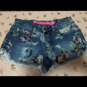 Floral Denim Shorts